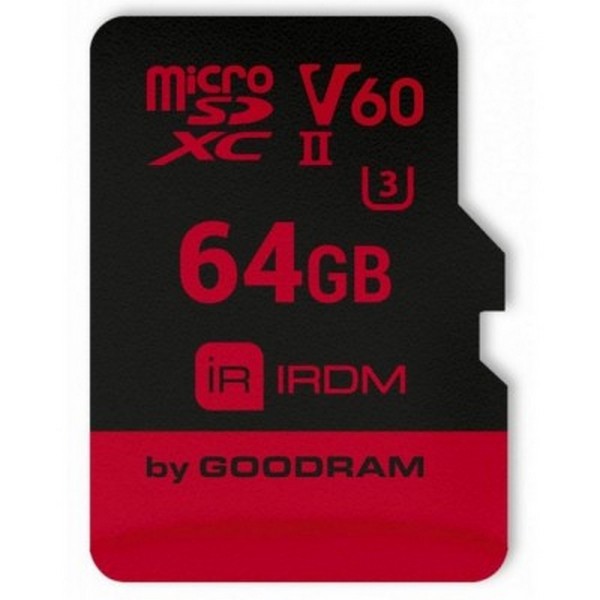 

Карта памяті MicroSDHC 64 GB class 10 GOODRAM UHS-II U3 IRDM + SD adapter IR-M6BA-0640R11, 64 GB microSDXC UHS-II U3 IRDM + SD adapter IR-M6BA-0640R11