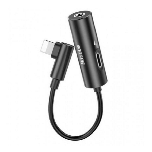 

Перехідник аудіо lightning (папа) = 3,5 мм (мама) + USB Type C (мама) Baseus L42 IP Male Female Adap, CALL42-01