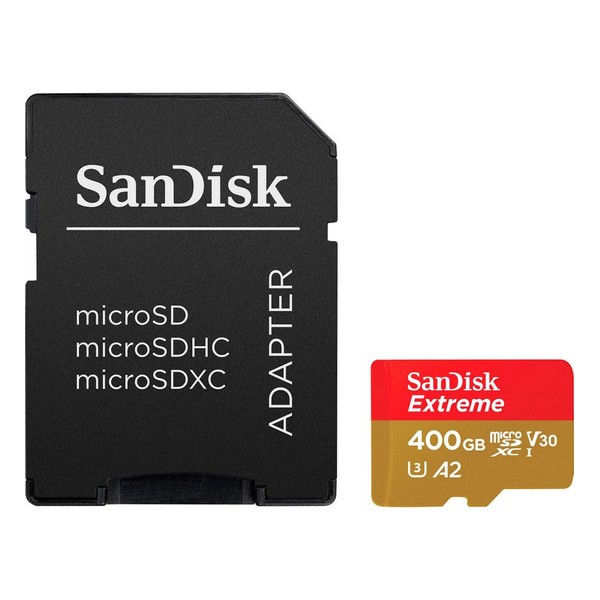 

Карта памяті SanDisk MicroSDXC 400 GB UHS-I U3 Extreme A2 + SD adapter SDSQXA1-400G-GN6MA, 400 GB microSDXC UHS-I U3 Extreme A2 + SD Adapter SDSQXA1-400G-GN6MA