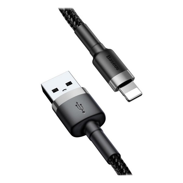 

Кабель USB (папа) = Apple Lightning (папа) 3 м Baseus CALKLF-RG1 Black, cafule Cable USB For iP 2A 3m Gray+Black (CALKLF-RG1)