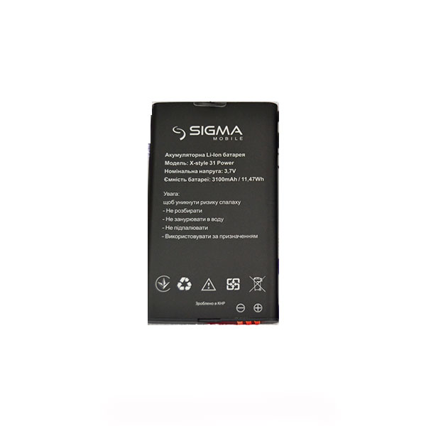 

Акумулятор Sigma mobile X-style 31 Power 3100 mAh, X-Style 31 Power 3100мAh